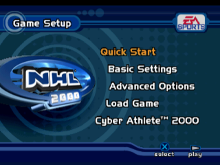 NHL 2000 title screen for Playstation